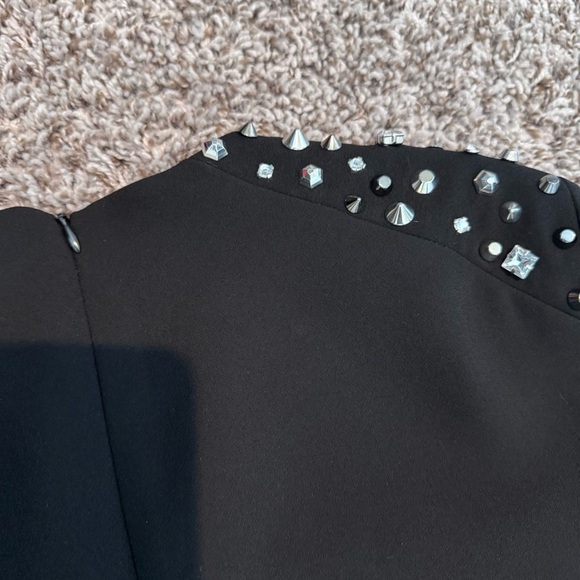 Zara Black Embellished Mock Neck Sheath Dress - Picture 4 of 6